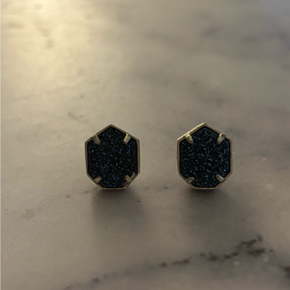 Kendra Scott Blue Drusy Stone Gold Stud Earrings